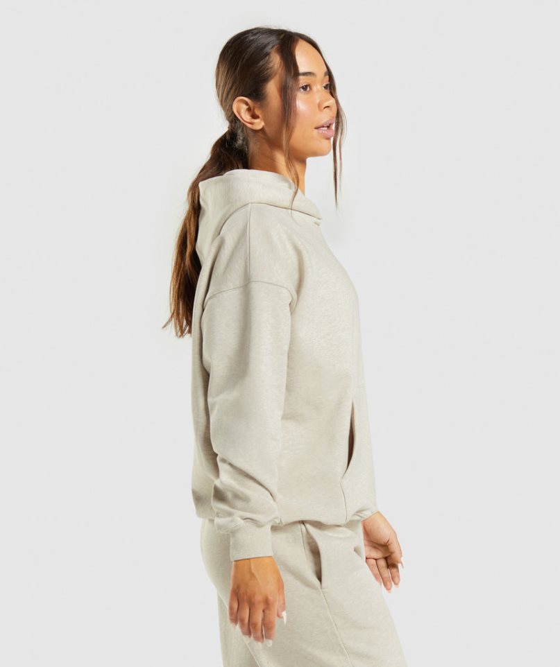 Women's Gymshark Rest Day Sweats Hoodie Beige | NZ 2UHIOA